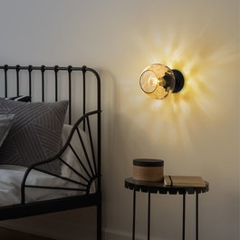 Opviq Lámpara de Pared de Metal y Vidrio Amarillo y Negro